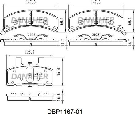 Danaher DBP1167-01 - Тормозные колодки, дисковые, комплект autosila-amz.com