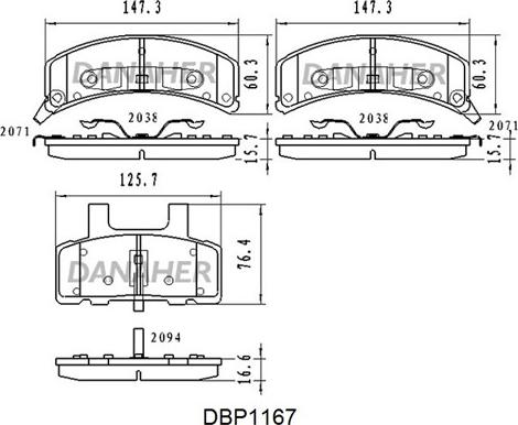 Danaher DBP1167 - Тормозные колодки, дисковые, комплект autosila-amz.com