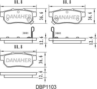 Danaher DBP1103 - Тормозные колодки, дисковые, комплект autosila-amz.com