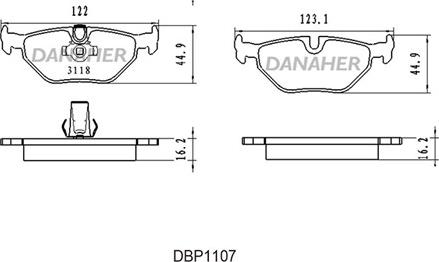 Danaher DBP1107 - Тормозные колодки, дисковые, комплект autosila-amz.com