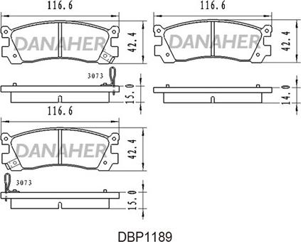 Danaher DBP1189 - Тормозные колодки, дисковые, комплект autosila-amz.com