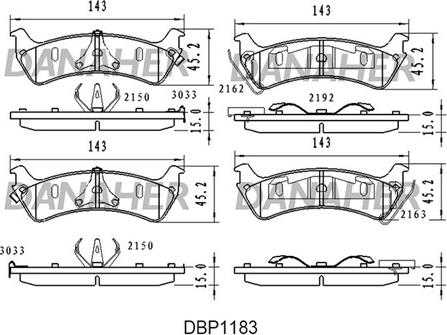 Danaher DBP1183 - Тормозные колодки, дисковые, комплект autosila-amz.com