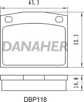 Danaher DBP118 - Тормозные колодки, дисковые, комплект autosila-amz.com