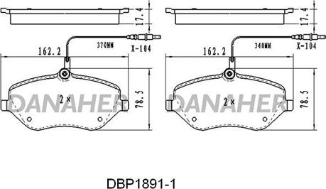 Danaher DBP1891/1 - Тормозные колодки, дисковые, комплект autosila-amz.com