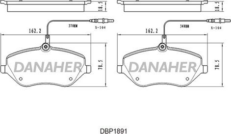 Danaher DBP1891 - Тормозные колодки, дисковые, комплект autosila-amz.com