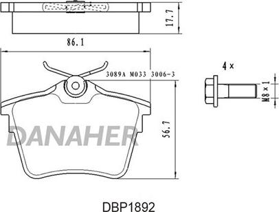 Danaher DBP1892 - Тормозные колодки, дисковые, комплект autosila-amz.com