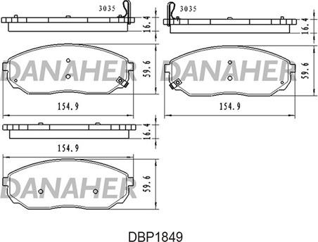 Danaher DBP1849 - Тормозные колодки, дисковые, комплект autosila-amz.com