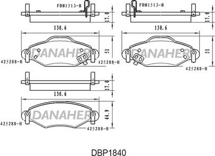 Danaher DBP1840 - Тормозные колодки, дисковые, комплект autosila-amz.com