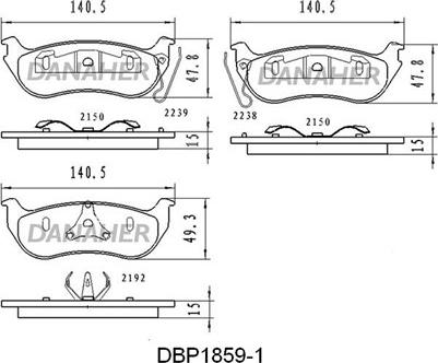 Danaher DBP1859/1 - Тормозные колодки, дисковые, комплект autosila-amz.com