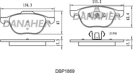Danaher DBP1869 - Тормозные колодки, дисковые, комплект autosila-amz.com