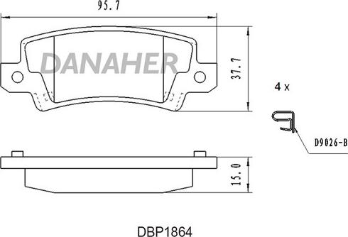 Danaher DBP1864 - Тормозные колодки, дисковые, комплект autosila-amz.com