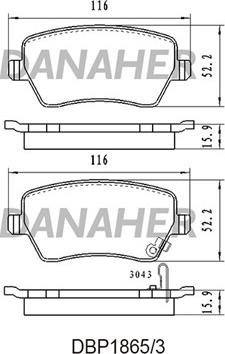 Danaher DBP1865/3 - Тормозные колодки, дисковые, комплект autosila-amz.com