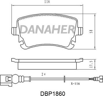 Danaher DBP1860 - Тормозные колодки, дисковые, комплект autosila-amz.com