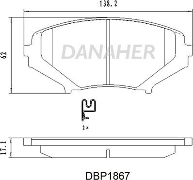 Danaher DBP1867 - Тормозные колодки, дисковые, комплект autosila-amz.com