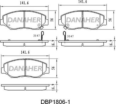 Danaher DBP1806/1 - Тормозные колодки, дисковые, комплект autosila-amz.com