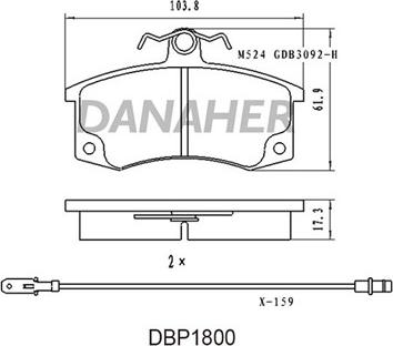 Danaher DBP1800 - Тормозные колодки, дисковые, комплект autosila-amz.com