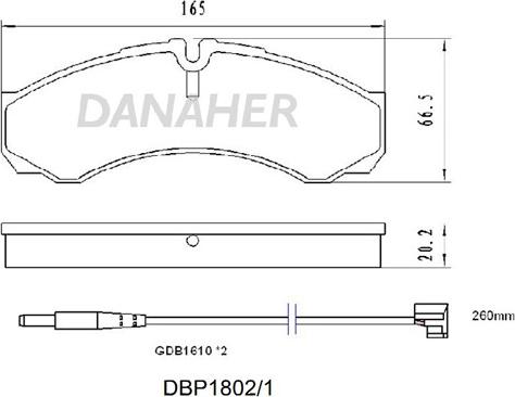 Danaher DBP1802/1 - Тормозные колодки, дисковые, комплект autosila-amz.com