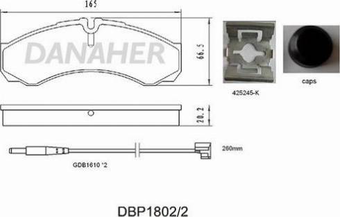 Danaher DBP1802/2 - Тормозные колодки, дисковые, комплект autosila-amz.com