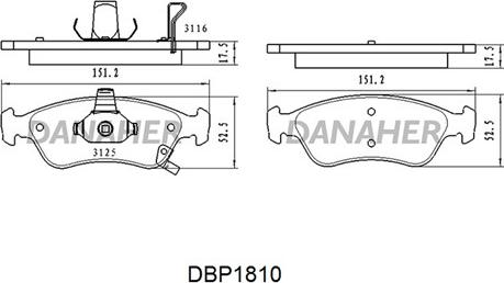 Danaher DBP1810 - Тормозные колодки, дисковые, комплект autosila-amz.com