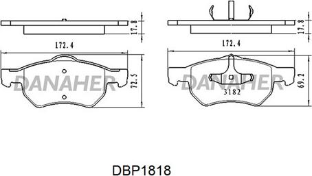 Danaher DBP1818 - Тормозные колодки, дисковые, комплект autosila-amz.com