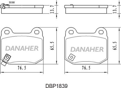 Danaher DBP1839 - Тормозные колодки, дисковые, комплект autosila-amz.com