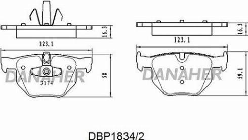 Danaher DBP1834/2 - Тормозные колодки, дисковые, комплект autosila-amz.com
