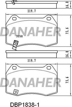 Danaher DBP1838/1 - Тормозные колодки, дисковые, комплект autosila-amz.com