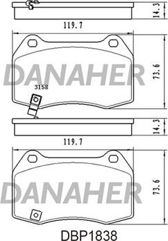 Danaher DBP1838 - Тормозные колодки, дисковые, комплект autosila-amz.com