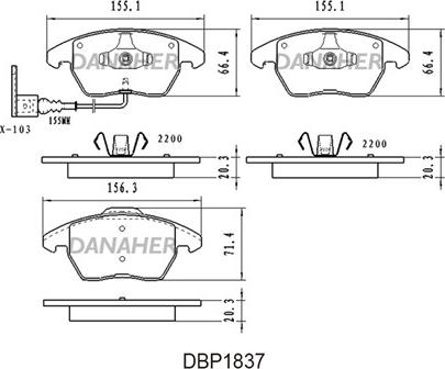 Danaher DBP1837 - Тормозные колодки, дисковые, комплект autosila-amz.com