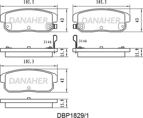 Danaher DBP1829/1 - Тормозные колодки, дисковые, комплект autosila-amz.com