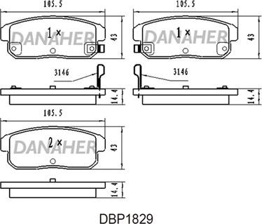 Danaher DBP1829 - Тормозные колодки, дисковые, комплект autosila-amz.com