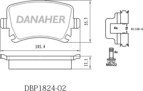 Danaher DBP1824-02 - Тормозные колодки, дисковые, комплект autosila-amz.com
