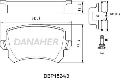 Danaher DBP1824/3 - Тормозные колодки, дисковые, комплект autosila-amz.com