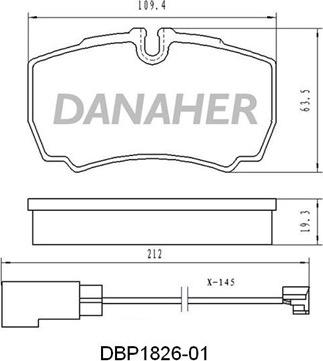 Danaher DBP1826-01 - Тормозные колодки, дисковые, комплект autosila-amz.com
