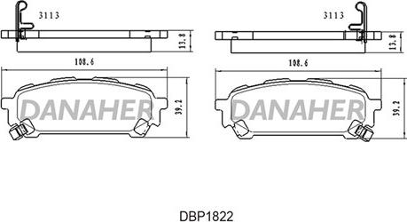 Danaher DBP1822 - Тормозные колодки, дисковые, комплект autosila-amz.com