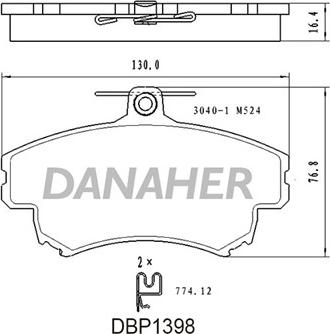 Danaher DBP1398 - Тормозные колодки, дисковые, комплект autosila-amz.com