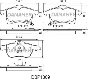 Danaher DBP1309 - Тормозные колодки, дисковые, комплект autosila-amz.com