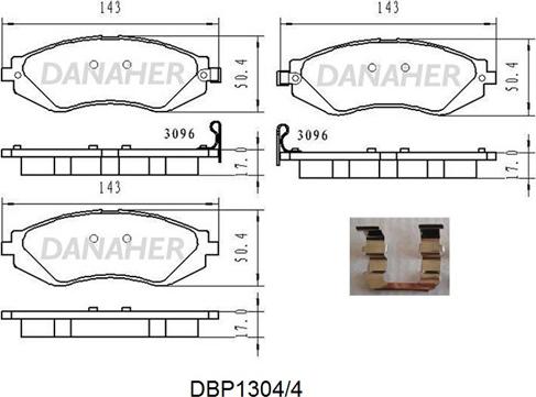 Danaher DBP1304/4 - Тормозные колодки, дисковые, комплект autosila-amz.com