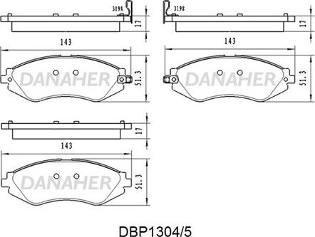 Danaher DBP1304/5 - Тормозные колодки, дисковые, комплект autosila-amz.com