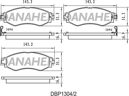 Danaher DBP1304/2 - Тормозные колодки, дисковые, комплект autosila-amz.com