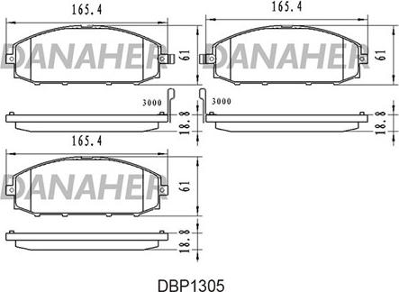 Danaher DBP1305 - Тормозные колодки, дисковые, комплект autosila-amz.com