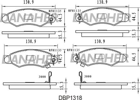 Danaher DBP1318 - Тормозные колодки, дисковые, комплект autosila-amz.com