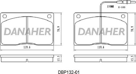 Danaher DBP132-01 - Тормозные колодки, дисковые, комплект autosila-amz.com