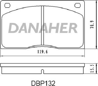 Danaher DBP132 - Тормозные колодки, дисковые, комплект autosila-amz.com