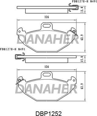 Danaher DBP1252 - Тормозные колодки, дисковые, комплект autosila-amz.com