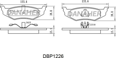 Danaher DBP1226 - Тормозные колодки, дисковые, комплект autosila-amz.com
