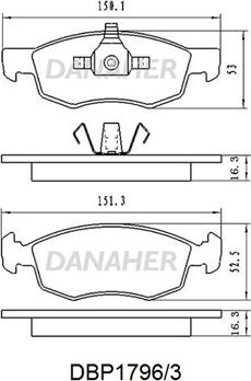 Danaher DBP1796/3 - Тормозные колодки, дисковые, комплект autosila-amz.com