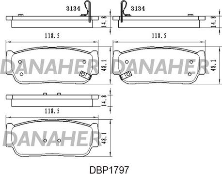Danaher DBP1797 - Тормозные колодки, дисковые, комплект autosila-amz.com