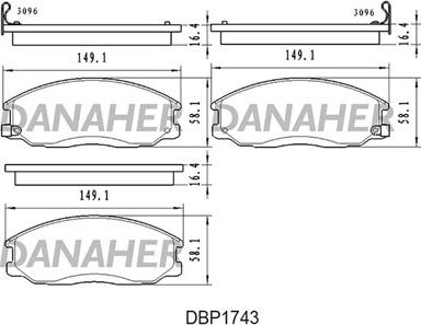 Danaher DBP1743 - Тормозные колодки, дисковые, комплект autosila-amz.com