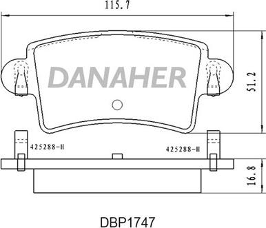 Danaher DBP1747 - Тормозные колодки, дисковые, комплект autosila-amz.com
